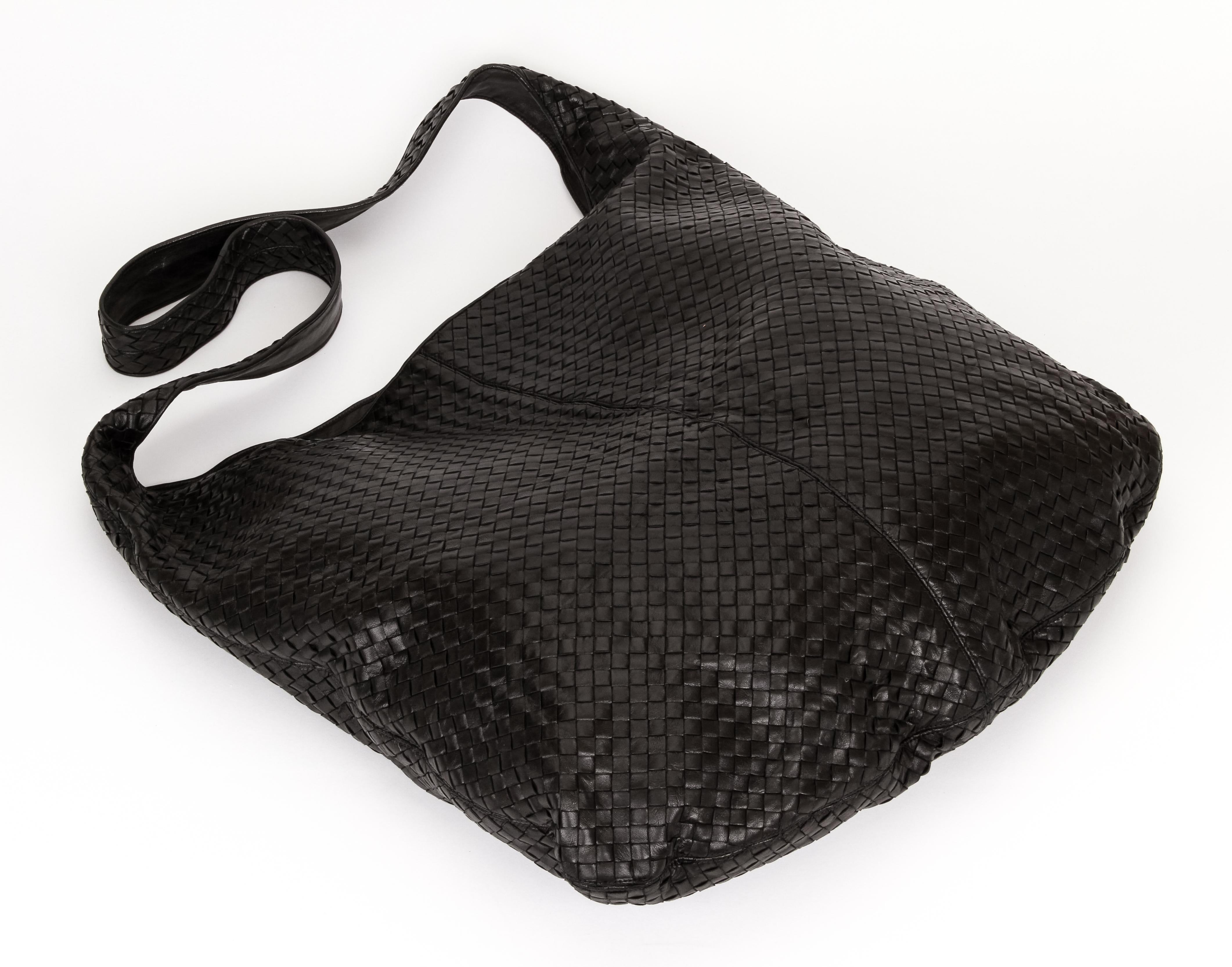 Donna Bottega Veneta Borsa nera unisex in pelle Intrecciato XXL