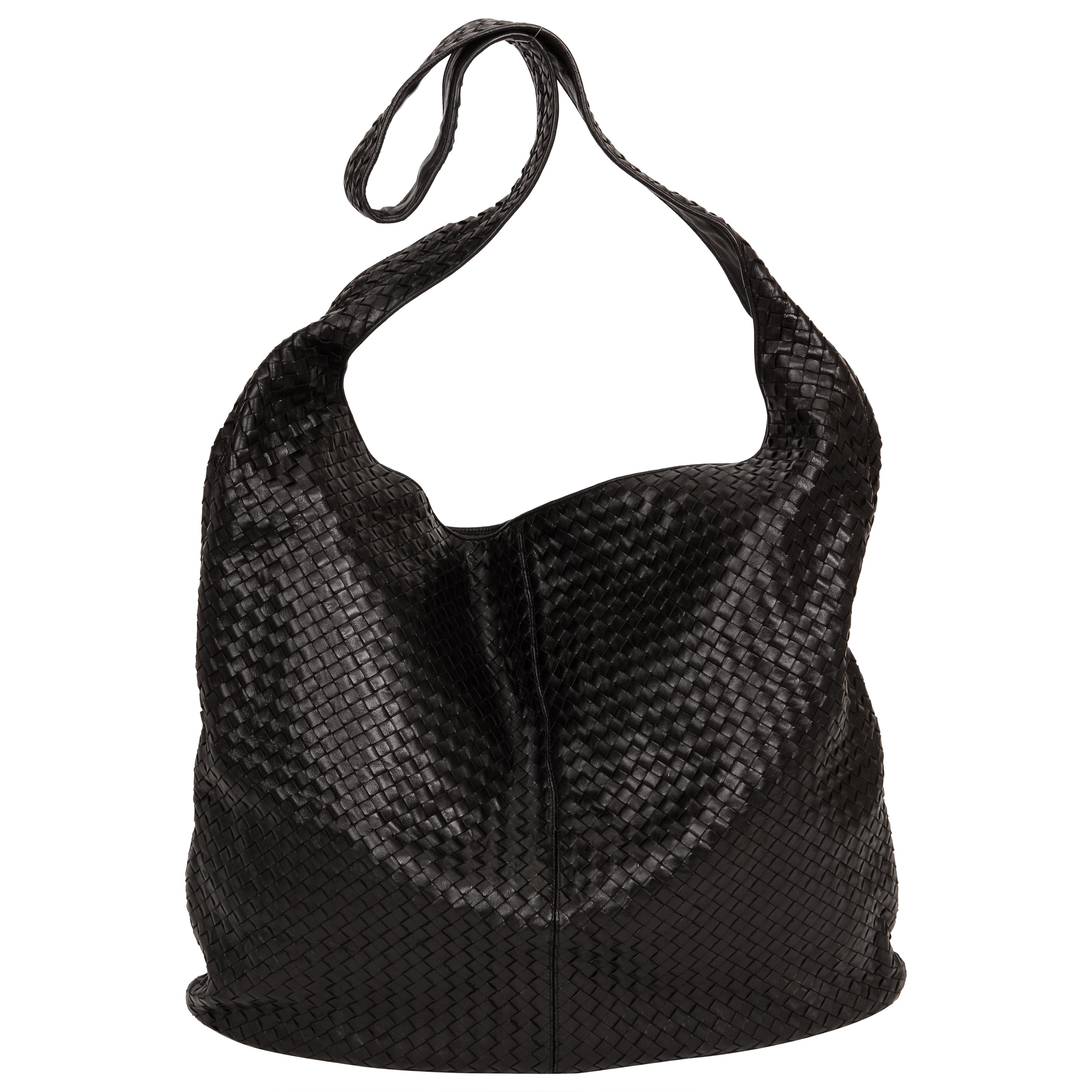 Bottega Veneta Bolso unisex negro de piel Intrecciato XXL