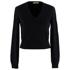 Bottega Veneta Black V-Neck Cropped Cashmere Jumper - Size XXS