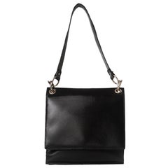 Bottega Veneta Vintage Black Safiano Leather Flap Bag