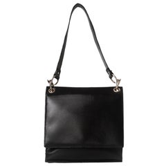 Bottega Veneta Used Black Safiano Leather Flap Bag