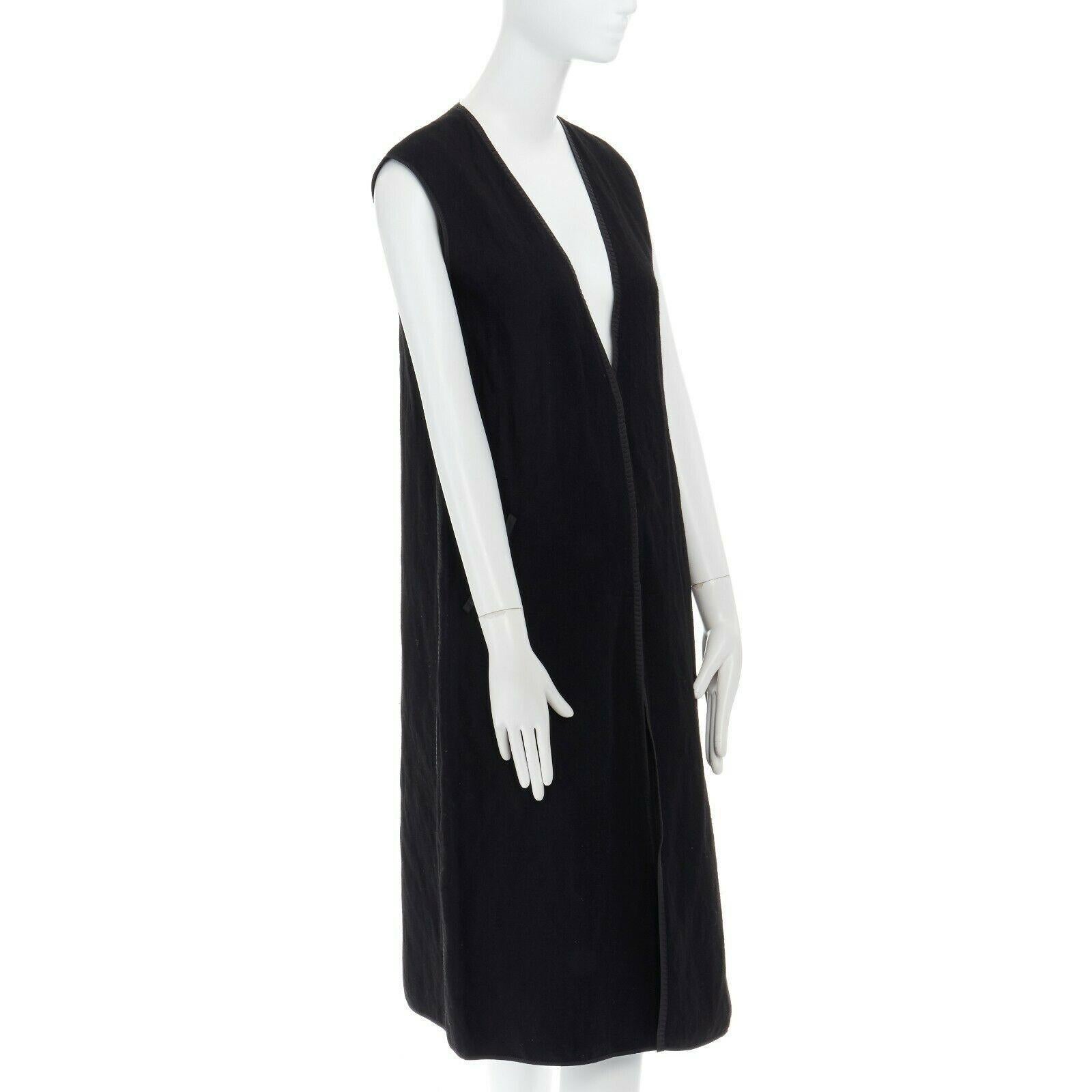 BOTTEGA VENETA black virgin wool blend stitch pipe plunge boxy dress IT40 S In Excellent Condition In Hong Kong, NT