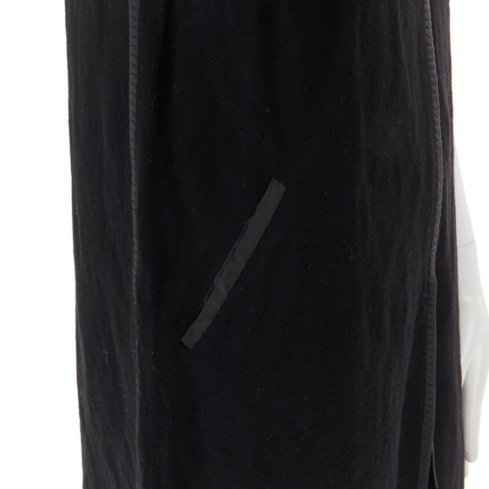 BOTTEGA VENETA black virgin wool blend stitch pipe plunge boxy dress IT40 S 4