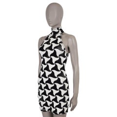 BOTTEGA VENETA black & white 2022 TRIANGLE SEERSUCKER Dress XS