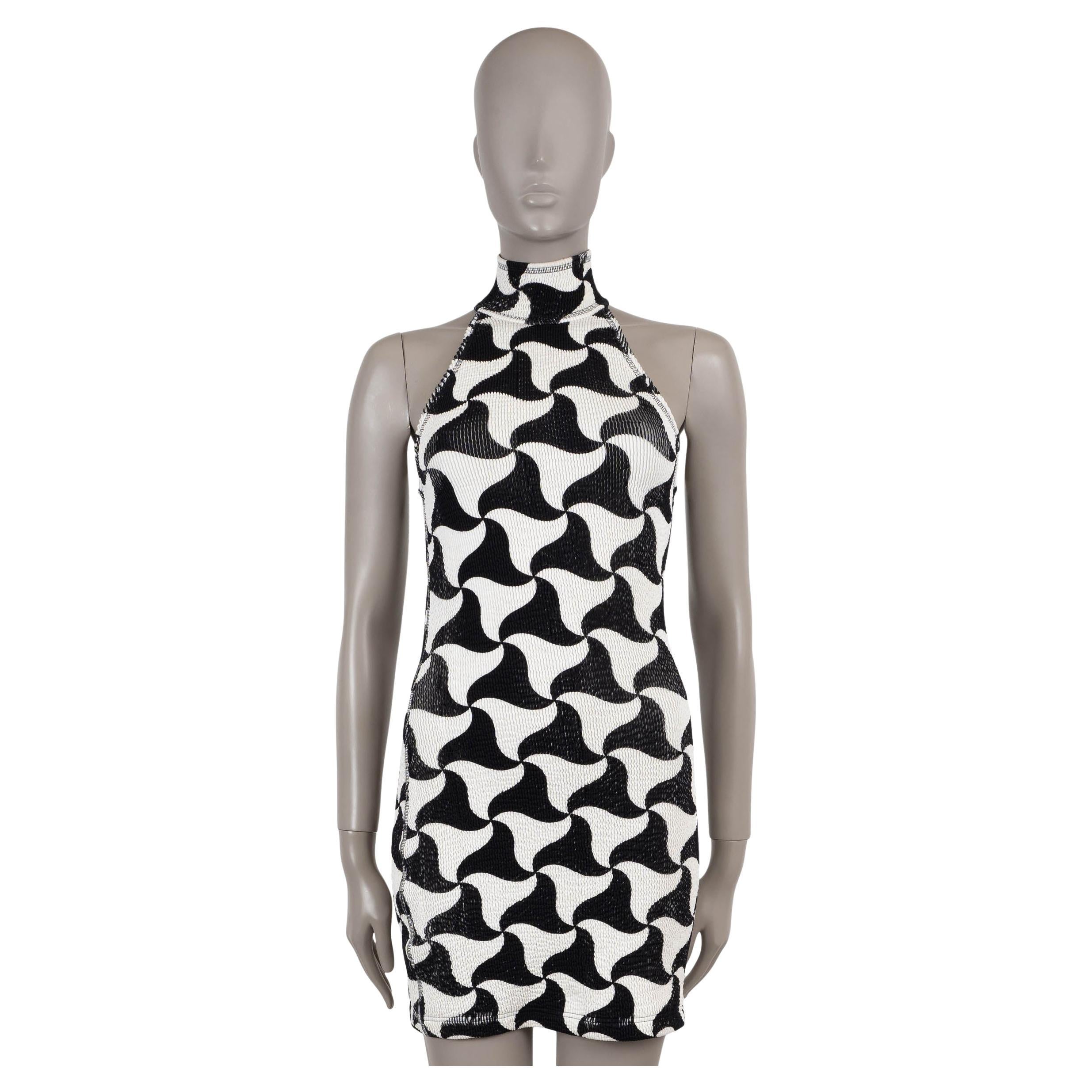 Bottega Veneta nero e bianco 2022 TRIANGOLO SEERSUCKER Abito XS in vendita