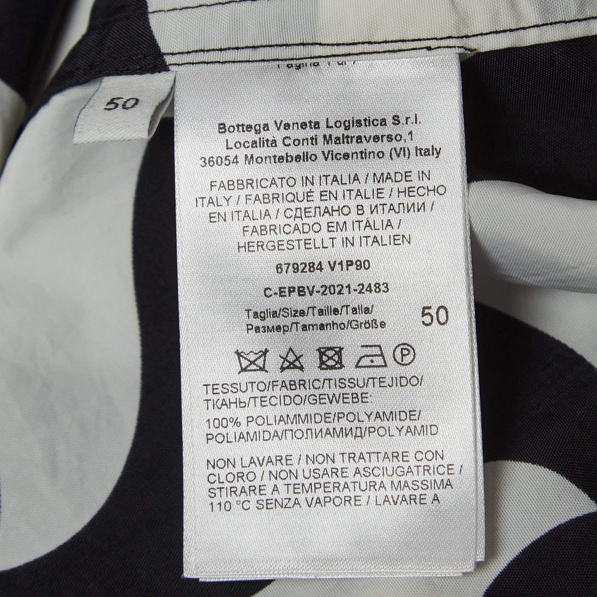 Men's Bottega Veneta Black/White Printed Nylon Bowling Shirt L