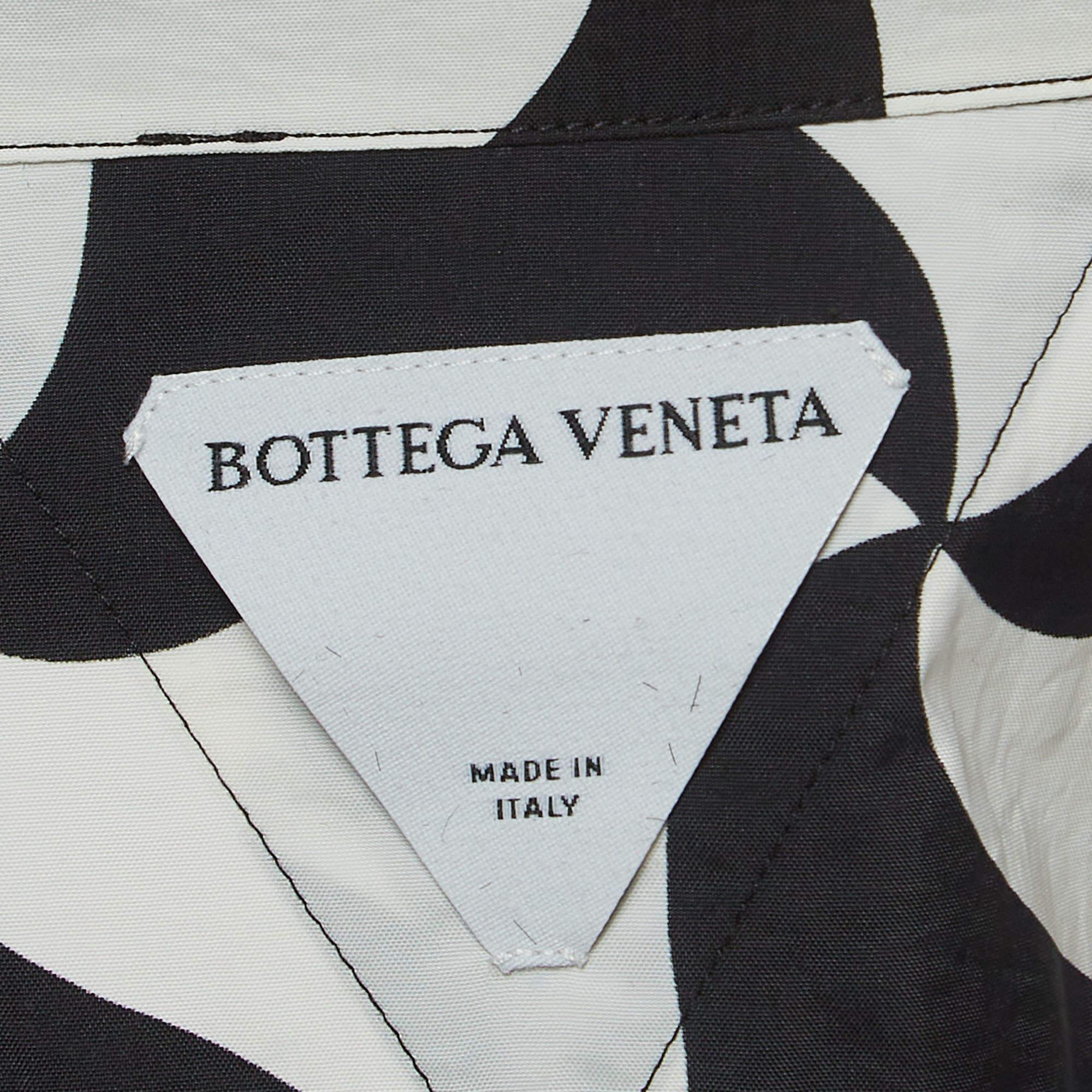 Bottega Veneta Black/White Printed Nylon Bowling Shirt L 1