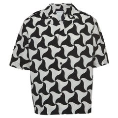 Bottega Veneta Black/White Printed Nylon Bowling Shirt L