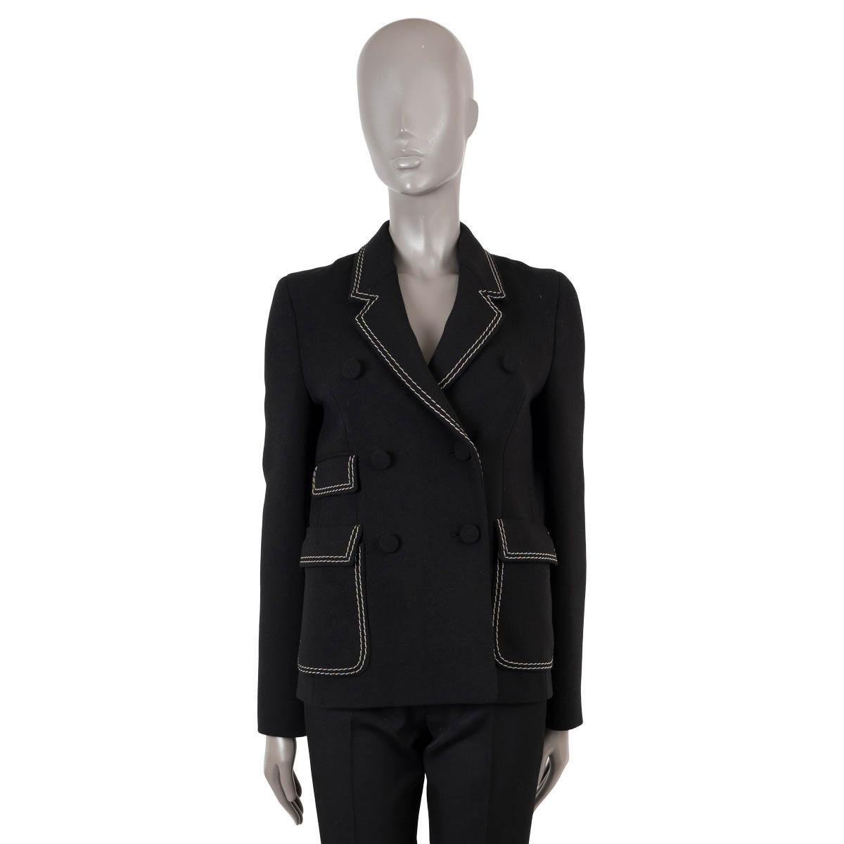 Black BOTTEGA VENETA black wool 2018 TOP STITCH DOUBLE BREASTED Blazer Jacket 38 XS For Sale