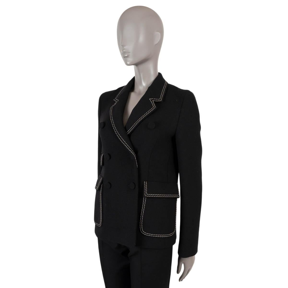 Women's BOTTEGA VENETA black wool 2018 TOP STITCH DOUBLE BREASTED Blazer Jacket 38 XS For Sale