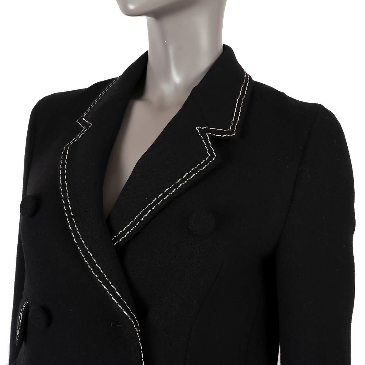 BOTTEGA VENETA black wool 2018 TOP STITCH DOUBLE BREASTED Blazer Jacket 38 XS For Sale 2