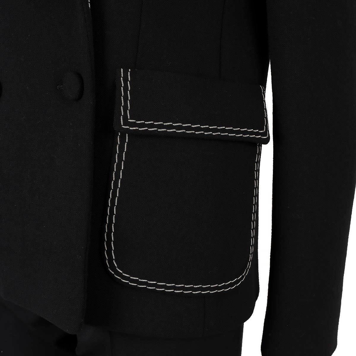 BOTTEGA VENETA black wool 2018 TOP STITCH DOUBLE BREASTED Blazer Jacket 38 XS For Sale 3