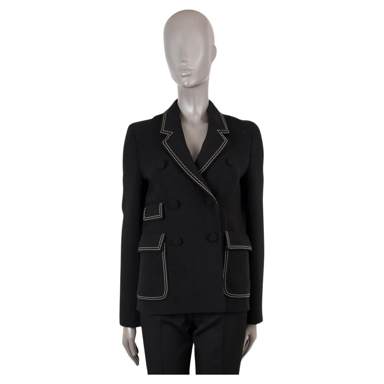 Veste blazer en laine noire BOTTEGA Veneta 2018 TOP STITCH DOUBLE BREASTED 38 XS