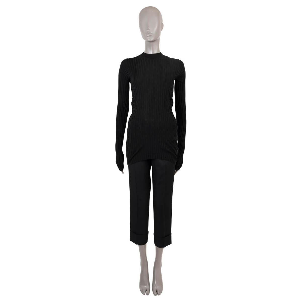 Women's BOTTEGA VENETA black wool 2020 SEAMLESS RIB-KNIT Sweater S For Sale
