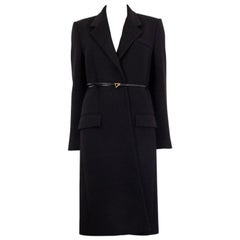 BOTTEGA VENETA black wool BELTED Coat Jacket 38 XS