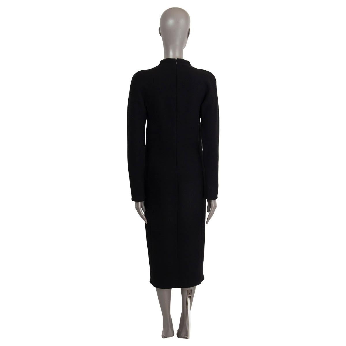 Black BOTTEGA VENETA black wool MOCK NECK LONG SLEEVE MAXI Dress S For Sale