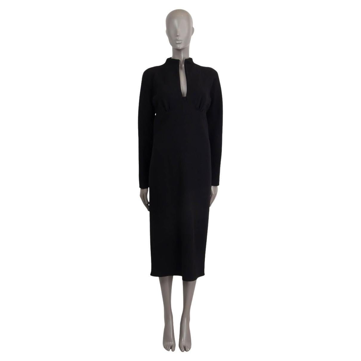 BOTTEGA VENETA black wool MOCK NECK LONG SLEEVE MAXI Dress S For Sale