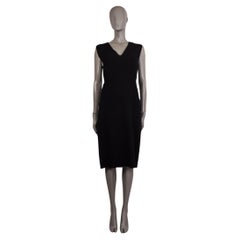 BOTTEGA VENETA black wool SLEEVELESS V-NECK SHEATH Dress 44 L