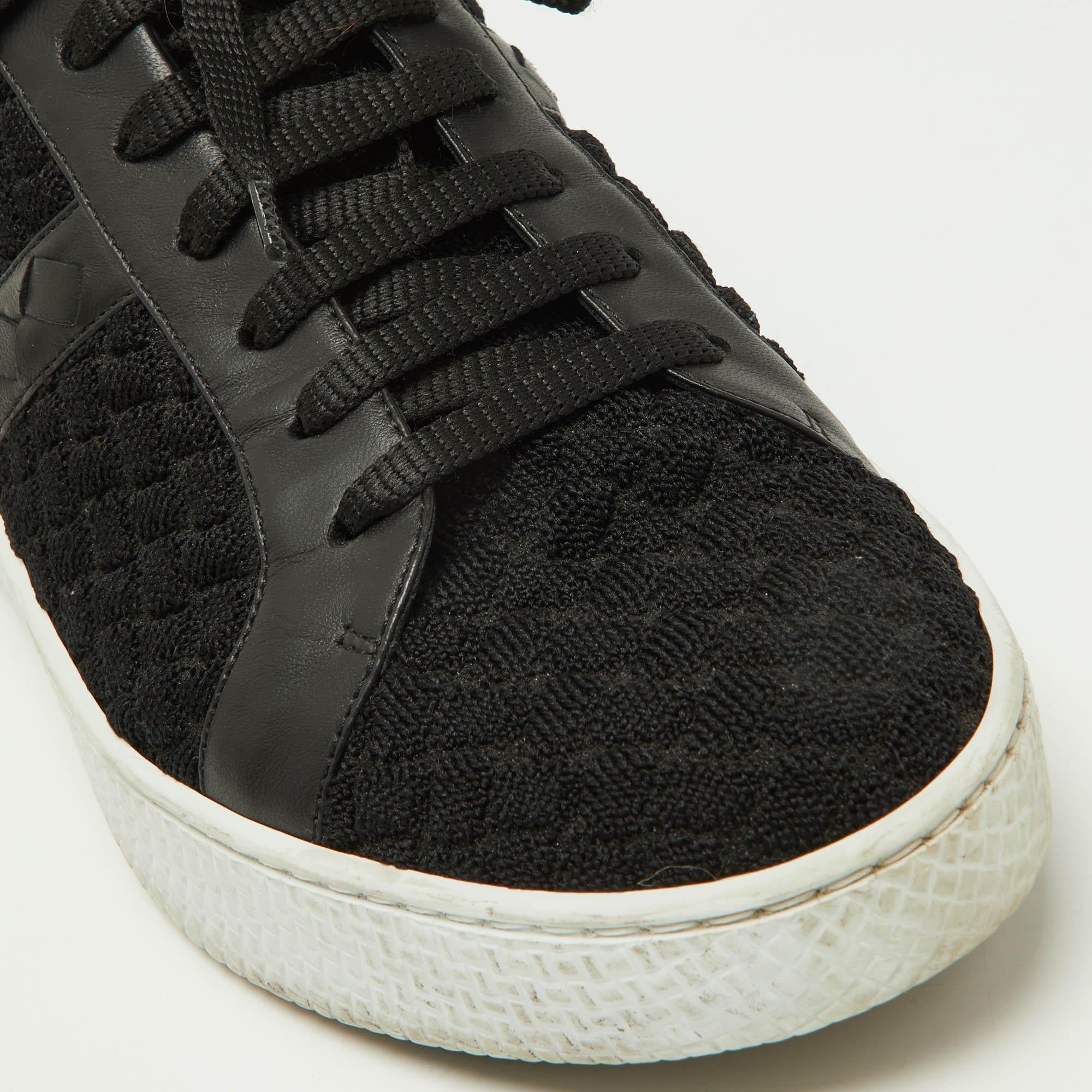 Bottega Veneta Black Woven Fabric and Leather Low Top Sneakers Size 39.5 im Angebot 2