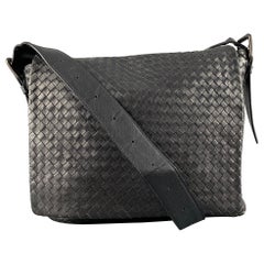 BOTTEGA VENETA Black Woven Leather Cross Body Bags