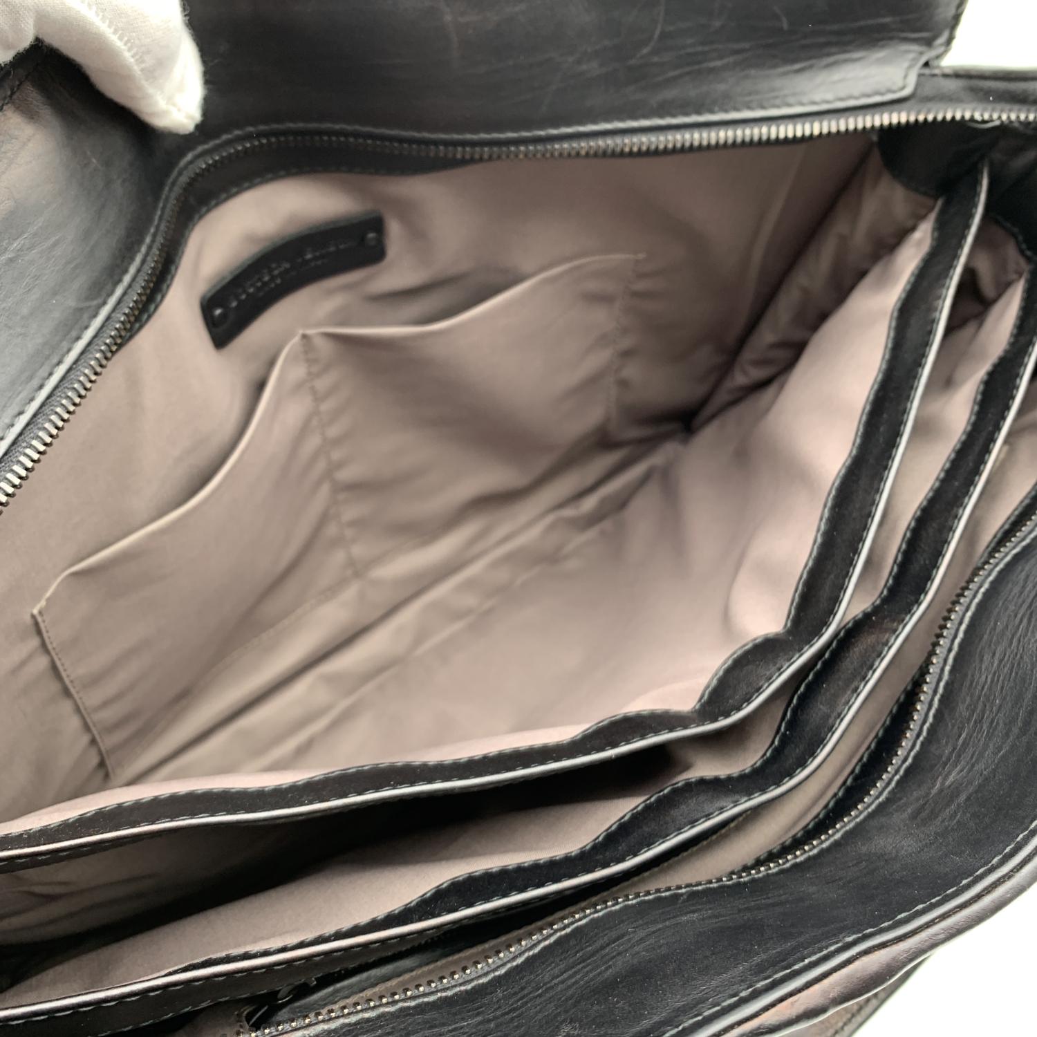 Bottega Veneta Black Woven Leather Imperatore Briefcase Work Bag 1