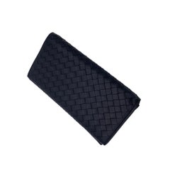 Bottega Veneta Black Woven Leather Intrecciato Wallet Coin Purse