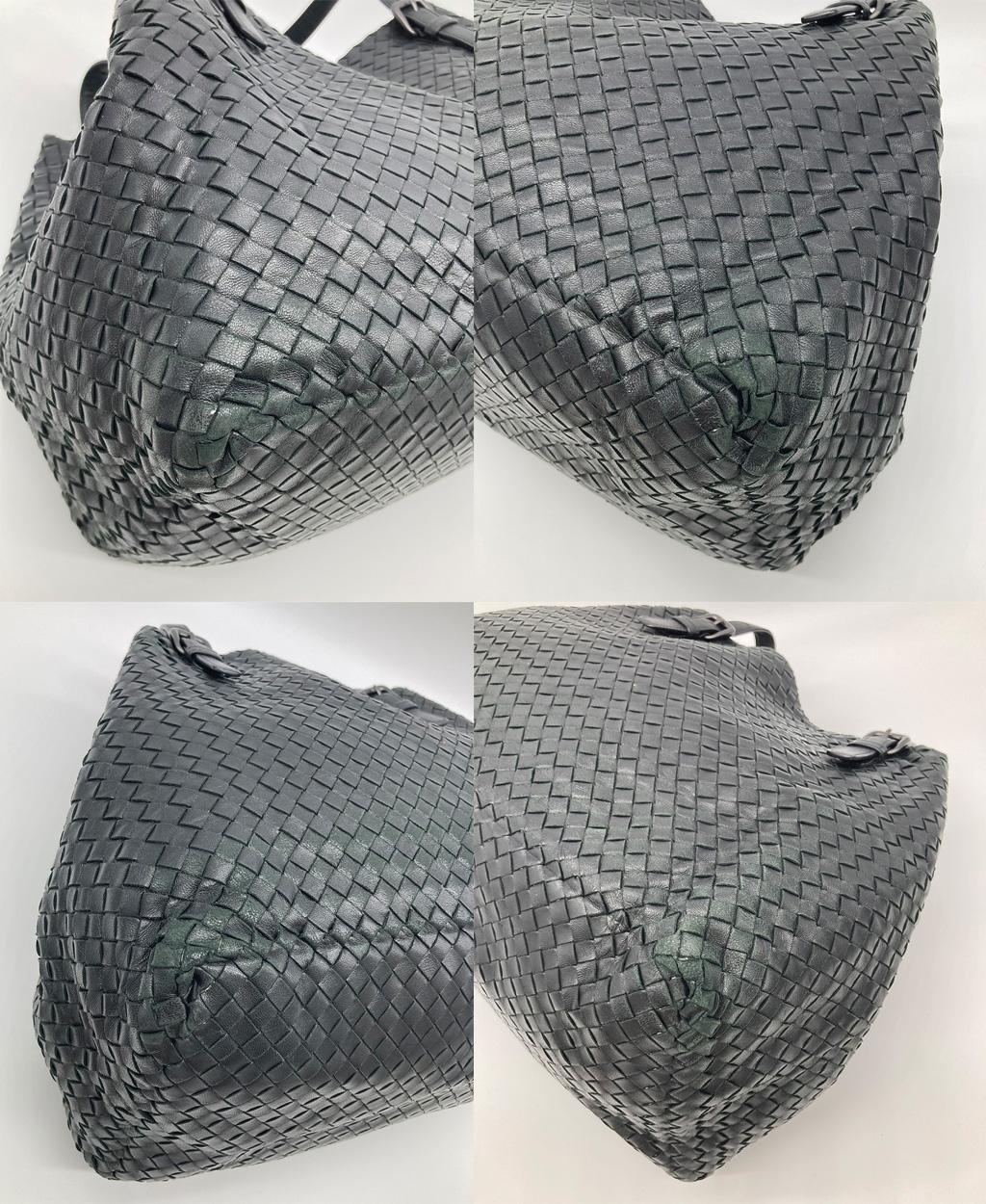 Bottega Veneta Black Woven Leather Shoulder Bag Tote For Sale 4