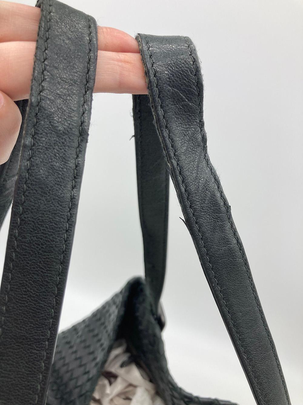 Bottega Veneta Bolso de hombro de piel tejida negro Tote 2