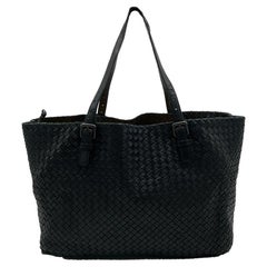 Vintage Bottega Veneta Black Woven Leather Shoulder Bag Tote