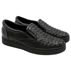 Bottega Veneta Black Woven Leather Slip-On Sneakers - Size EU 40.5