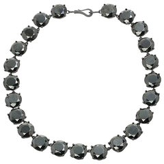 Bottega Veneta Black Zircon Coated Silver Necklace