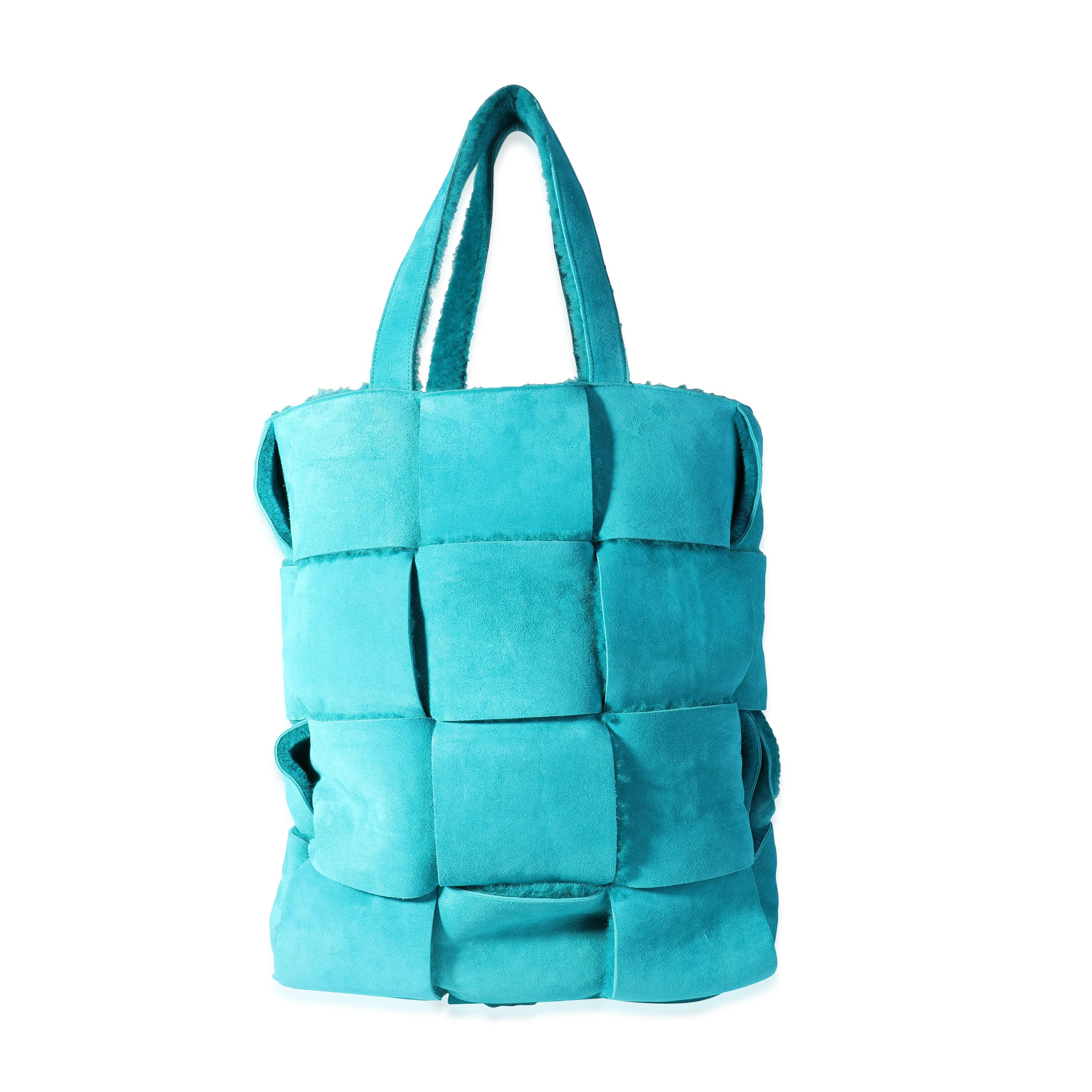 Bottega Veneta Blaster Tote Intrecciato Shearling Azul
