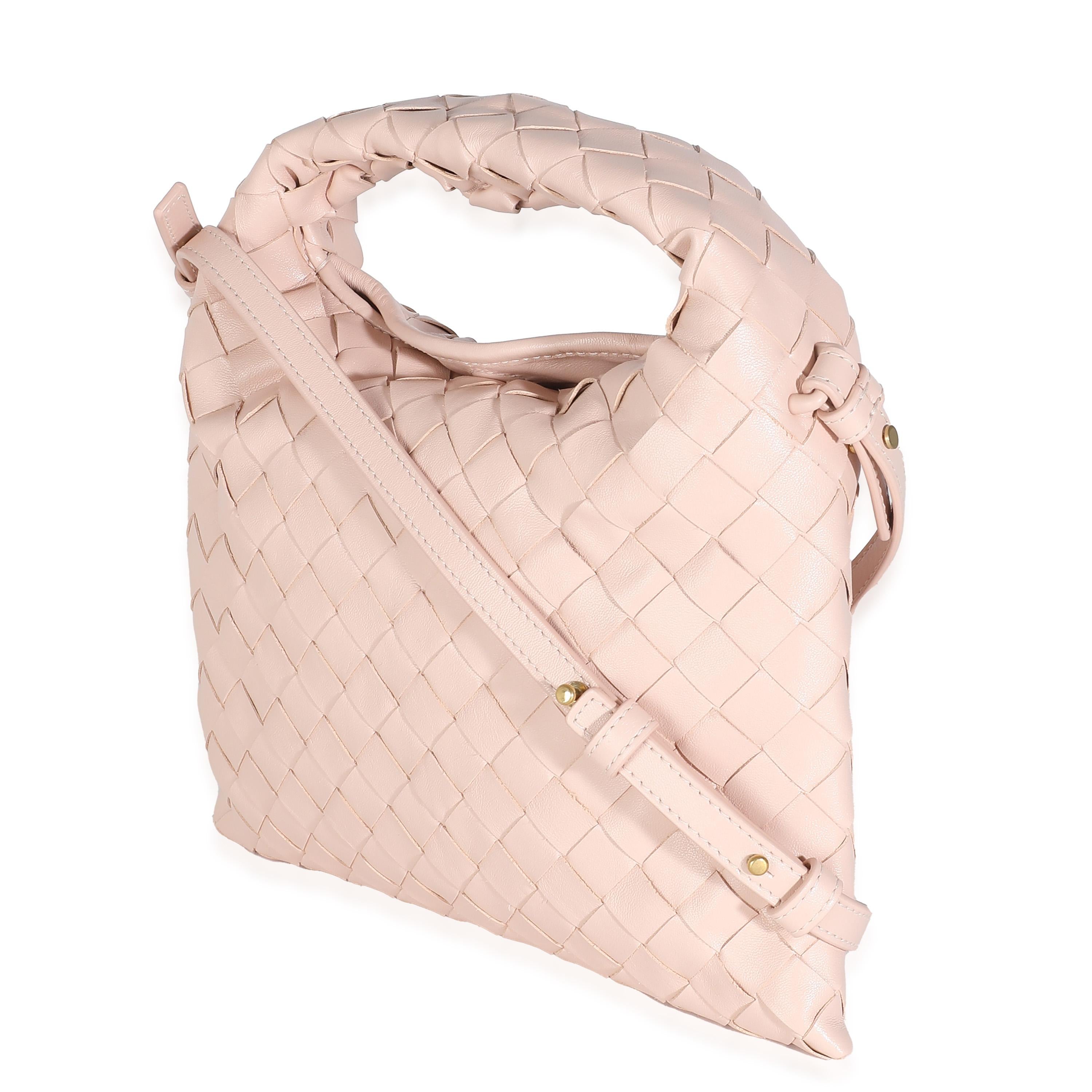 Blanc Bottega Veneta Bliss Washed Nappa Intrecciato Mini Hobo en vente