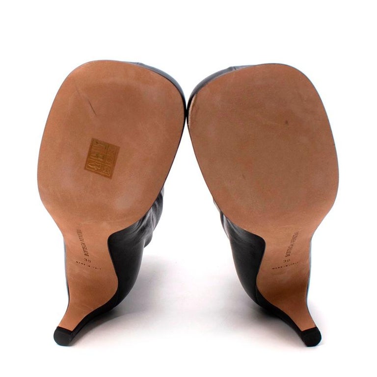 Bottega Veneta Bloc Black Leather Square Toe Ankle Boots For Sale at ...