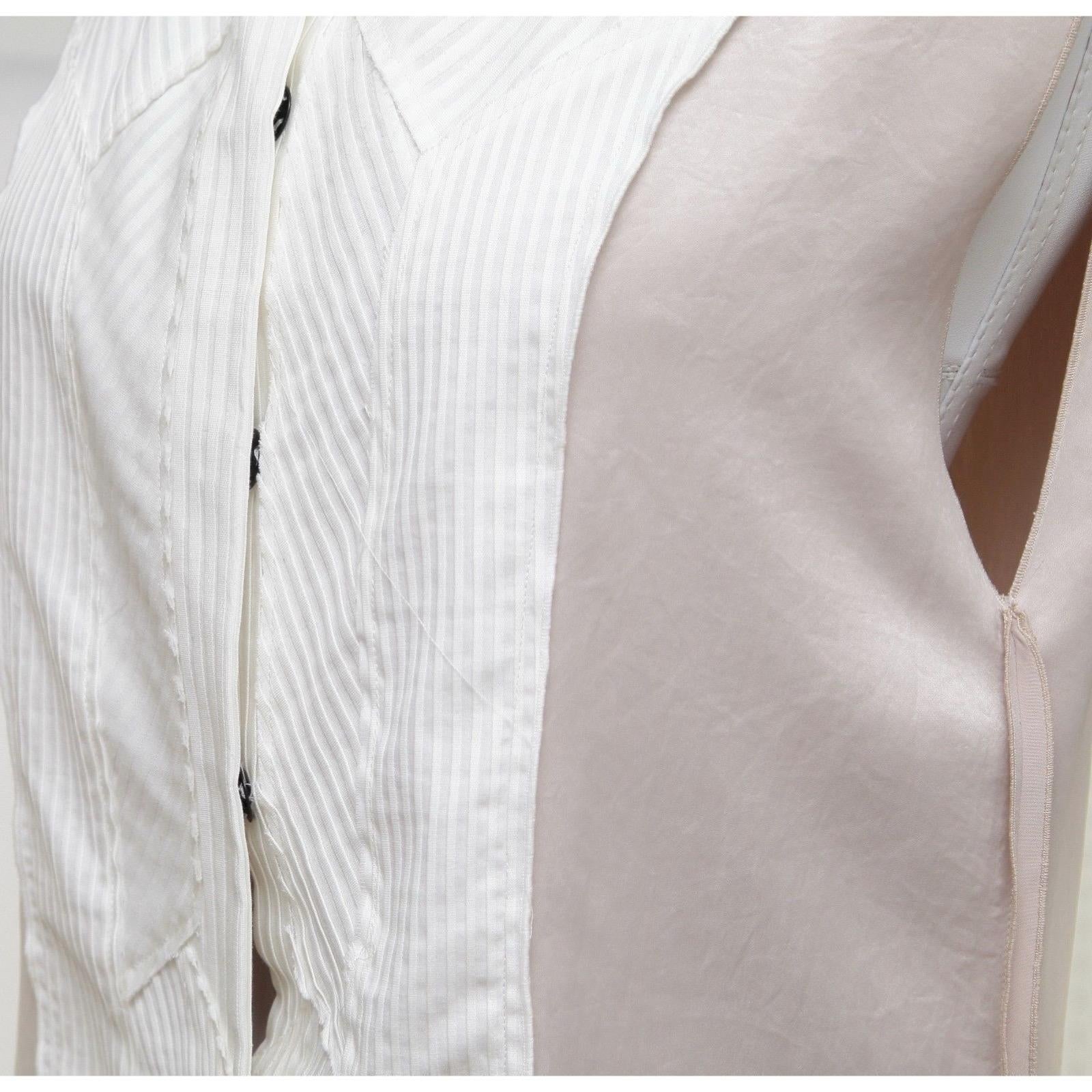 BOTTEGA VENETA Blouse Sleeveless Shirt Top White Blush Snap Front Sz 38 BNWT In New Condition For Sale In Hollywood, FL