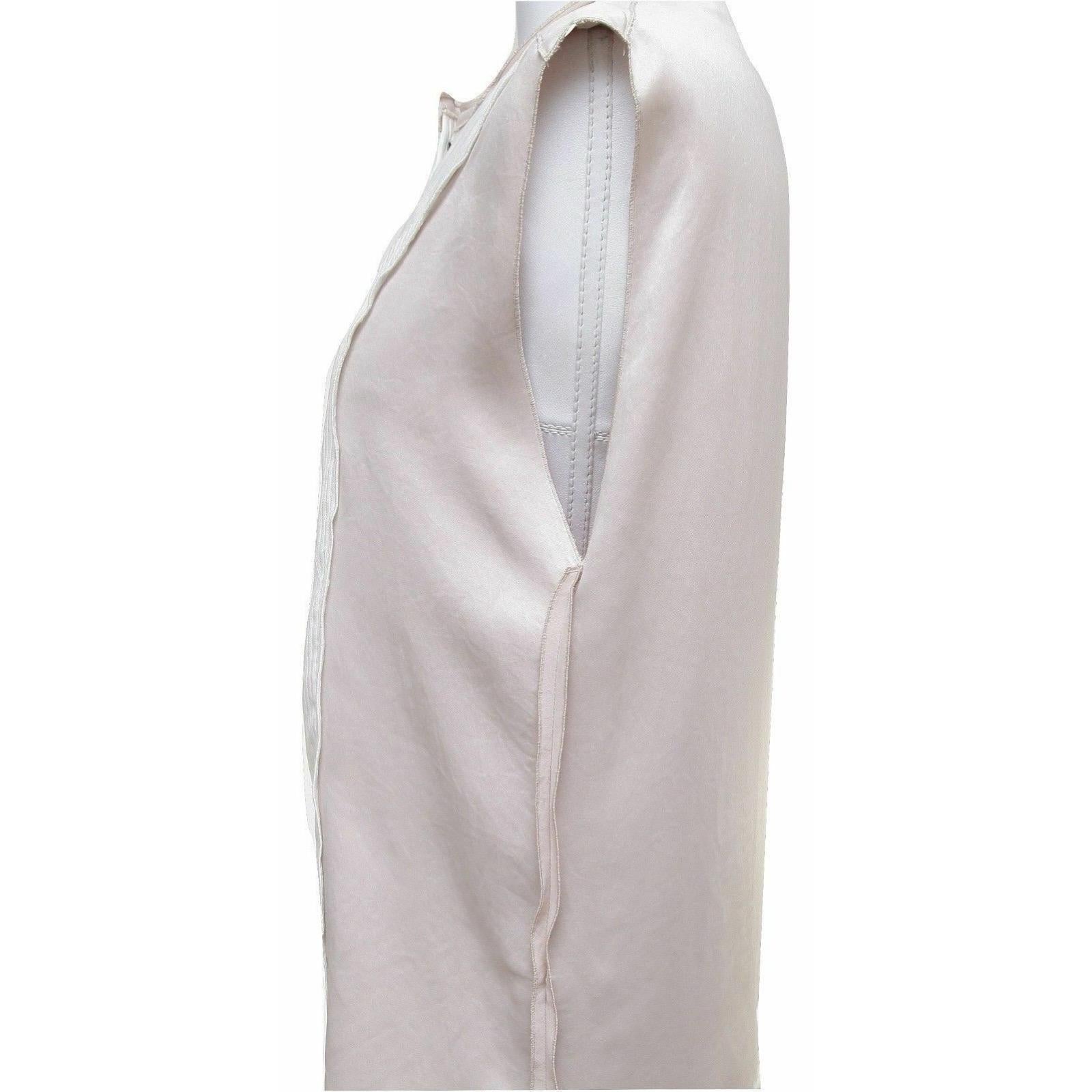 Women's BOTTEGA VENETA Blouse Sleeveless Shirt Top White Blush Snap Front Sz 38 BNWT For Sale