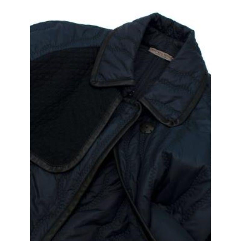 Women's Bottega Veneta Blue Black Quilted Panel Belt Coat