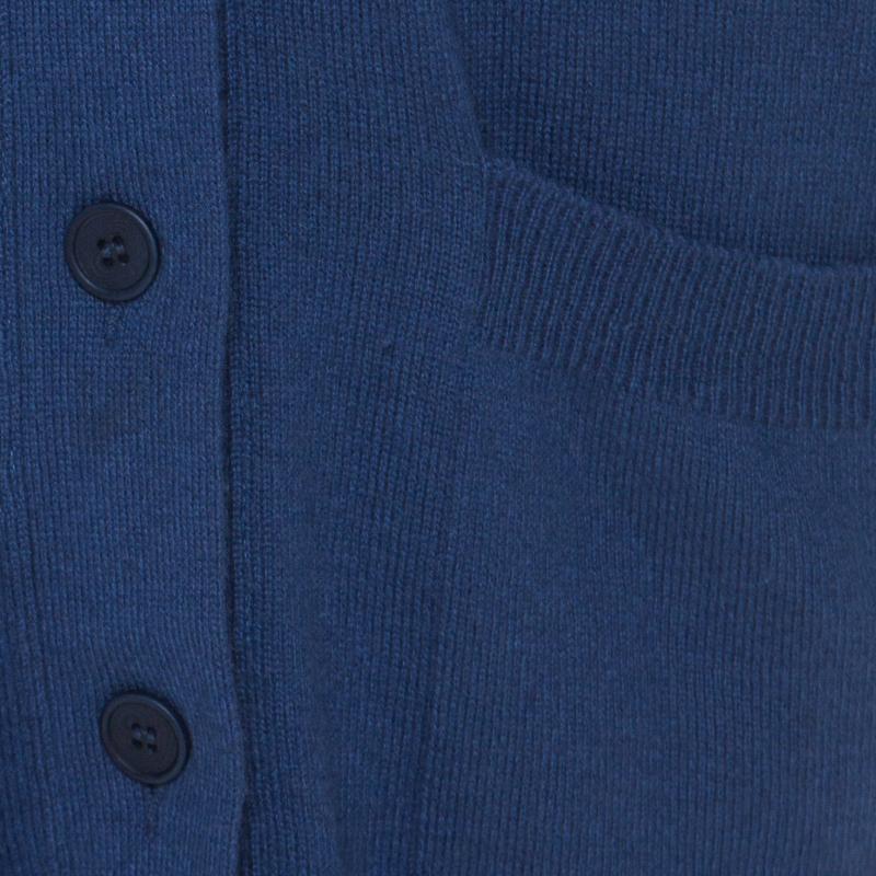 Women's Bottega Veneta Blue Cashmere Button Front Long Cardigan M