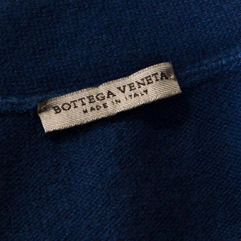 Bottega Veneta Blue Cashmere Button Front Long Cardigan M 1