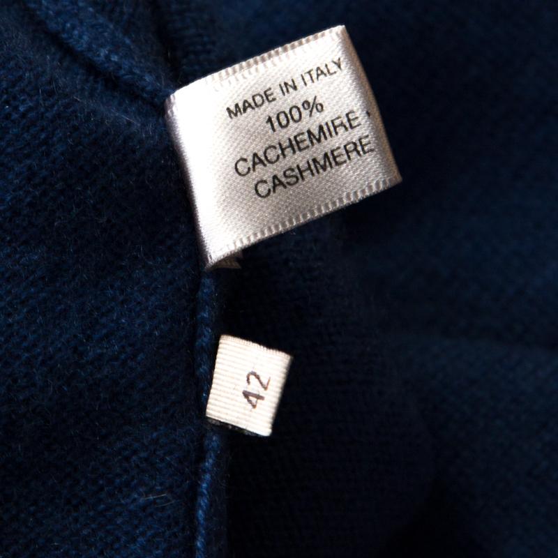 Bottega Veneta Blue Cashmere Button Front Long Cardigan M 2
