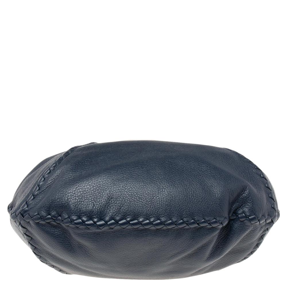 Bottega Veneta Blue Cervo Leather Large Baseball Hobo Bag 4