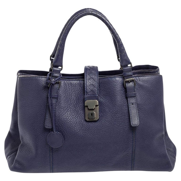 Bottega Veneta Blue Cervo Leather Medium Roma Tote For Sale at 1stDibs