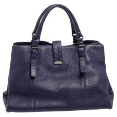Bottega Veneta Blue Cervo Leather Medium Roma Tote