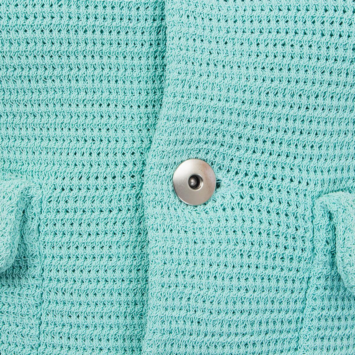 BOTTEGA VENETA blue cotton 2021 SALON 01 Mesh Blazer Jacket 44 L In Excellent Condition In Zürich, CH