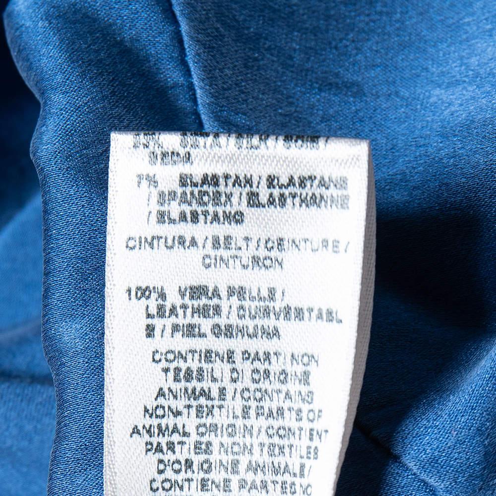 Bottega Veneta Blue Crepe V-Neck Long Sleeve Maxi Dress S For Sale 1