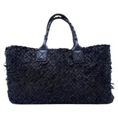 Bottega Veneta Blue Distressed Intrecciato Tote Bag