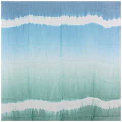 BOTTEGA VENETA blue green linen silk TIE-DYE Scarf Shawl