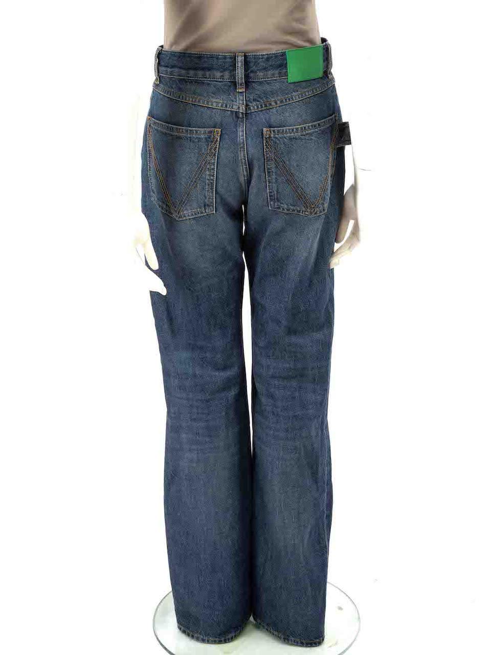 Bottega Veneta Blue High Rise Straight Leg Jeans Size XS In Excellent Condition For Sale In London, GB