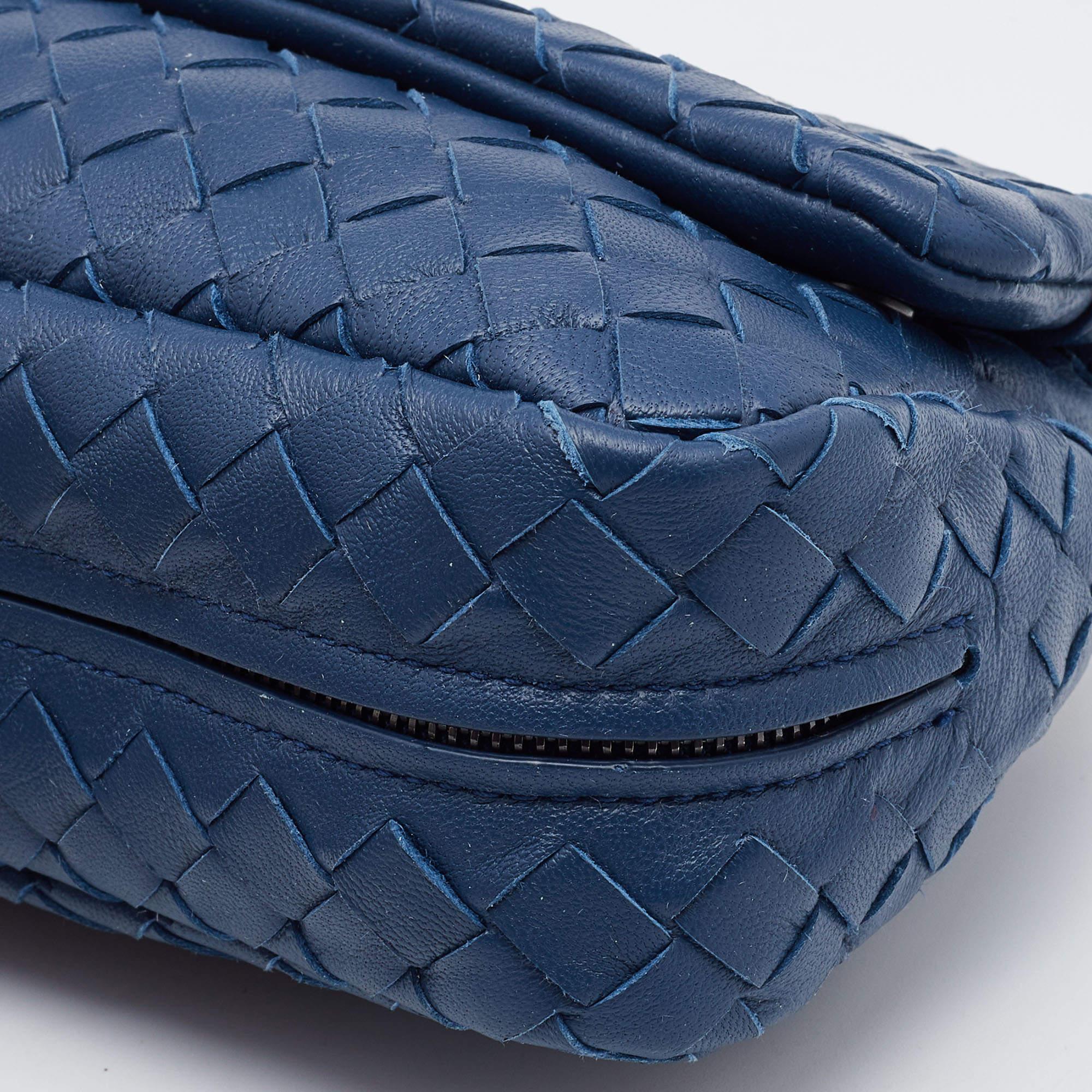 Bottega Veneta Blue Intreccaito Leather Olimpia Chain Bag 2