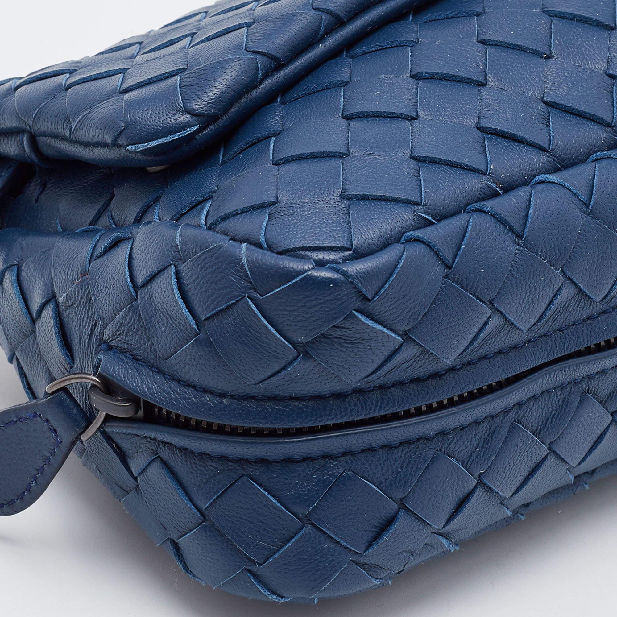 Bottega Veneta Blue Intreccaito Leather Olimpia Chain Bag 3